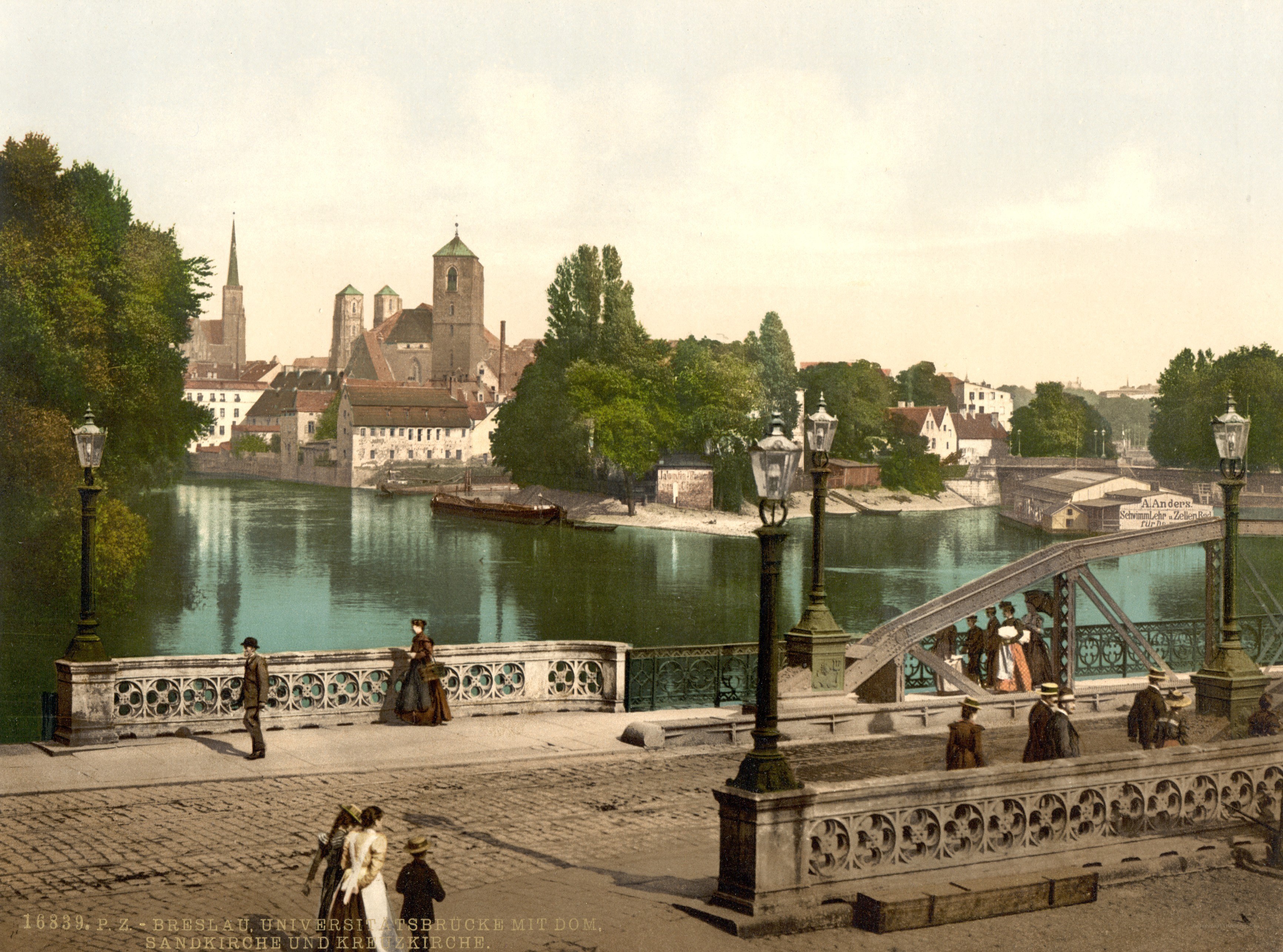 Breslau bridge with cathedral
