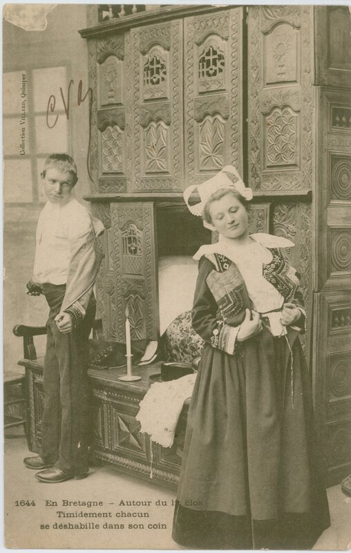 Breton couple in traditional attire