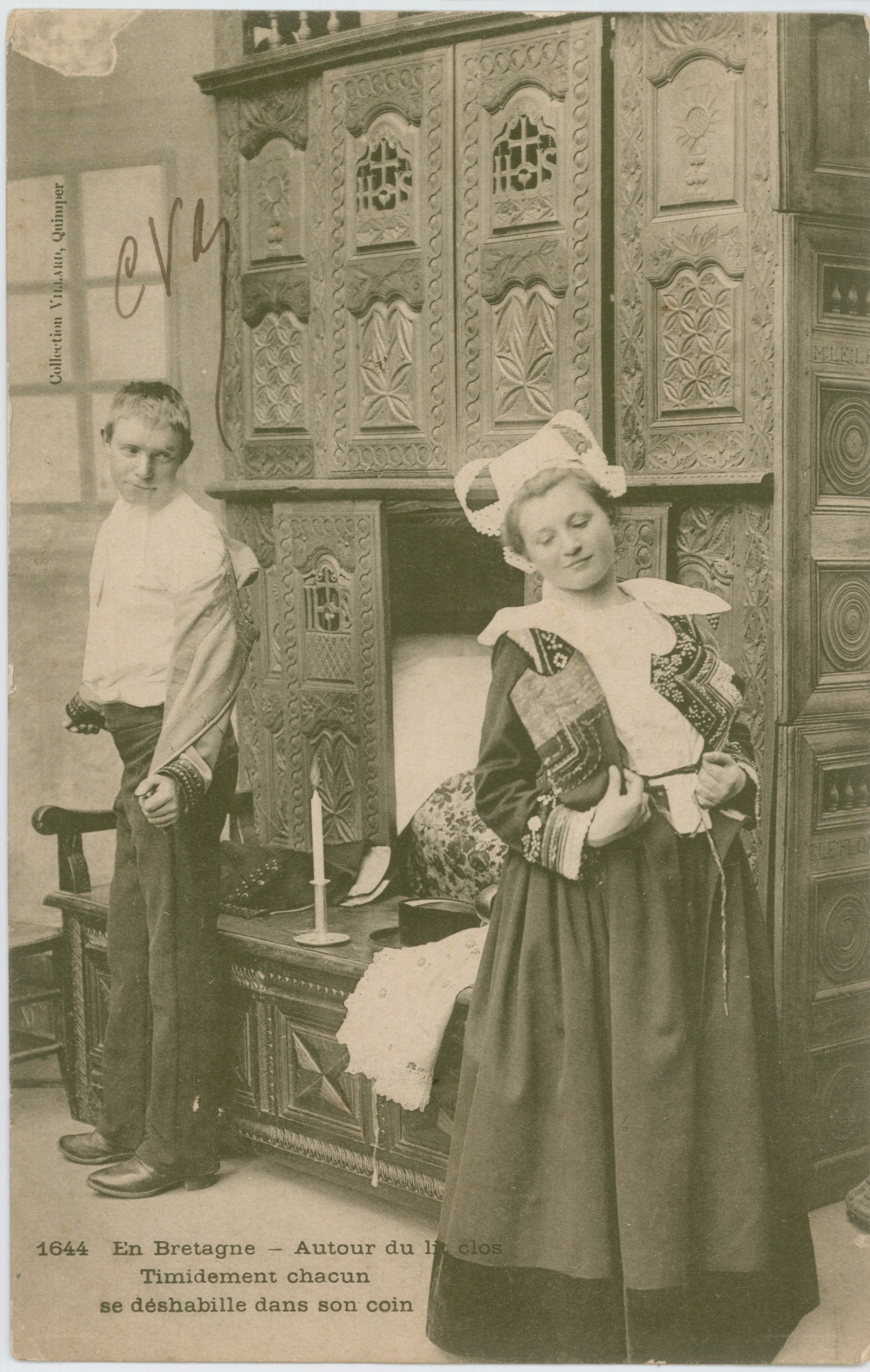Breton couple in traditional attire