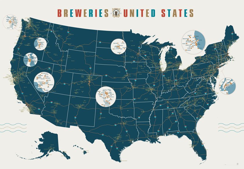 Breweries of the United States map