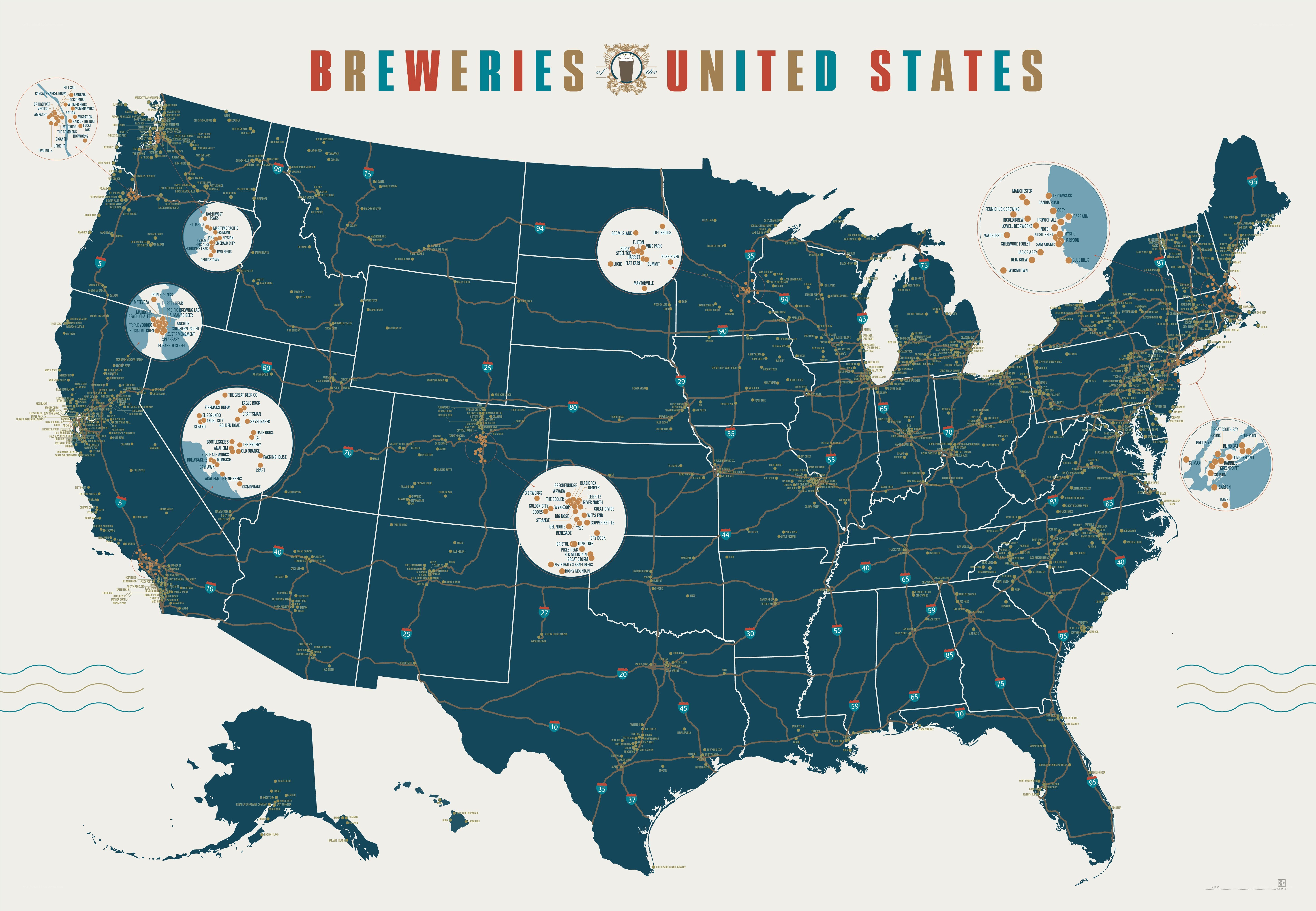 Breweries of the United States map