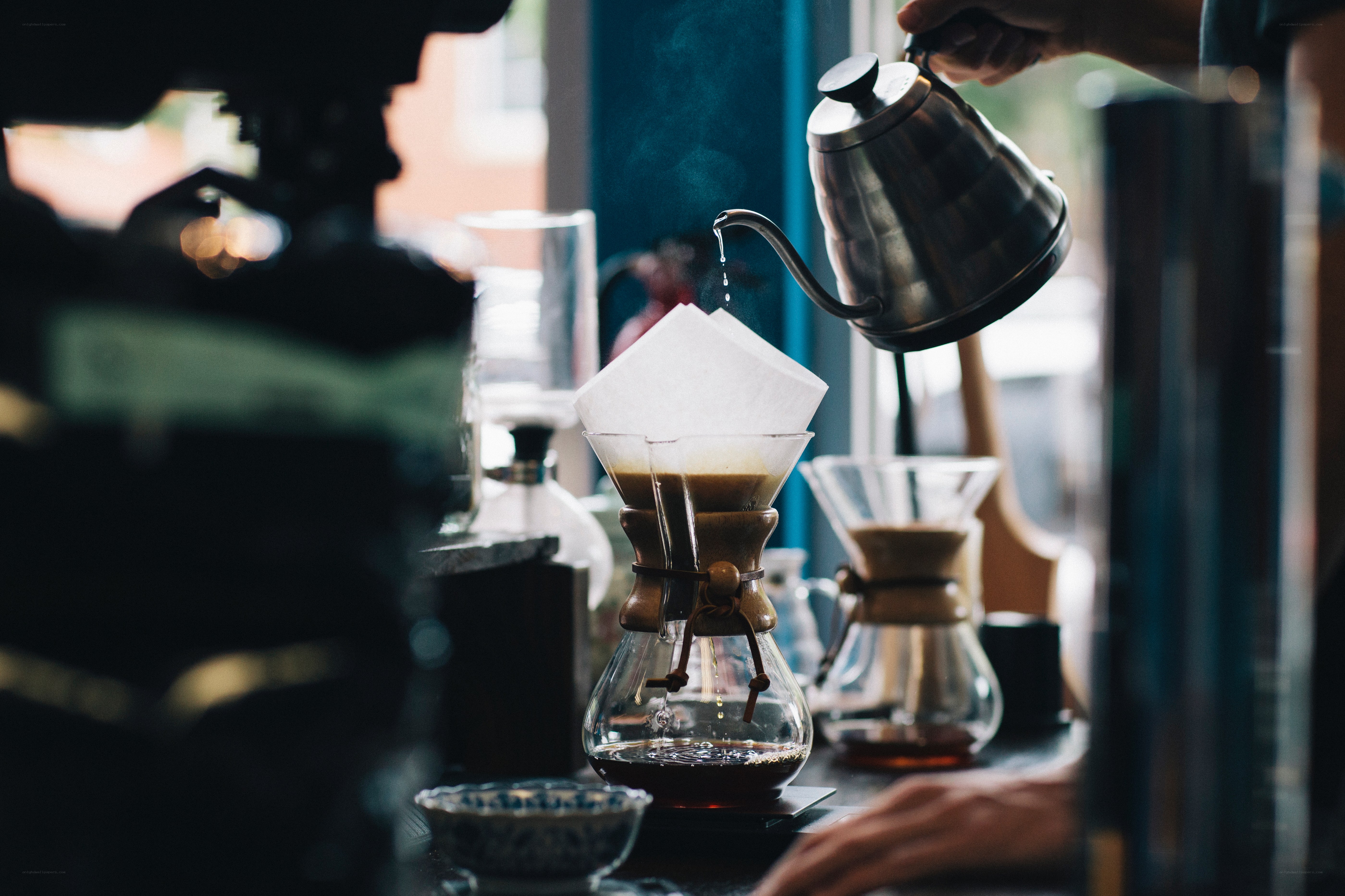 brewing coffee with a pour-over