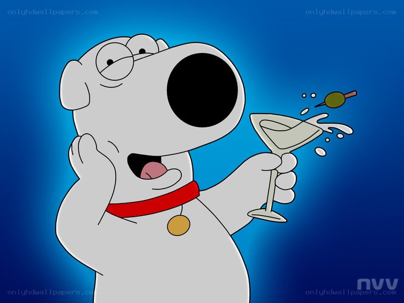 Brian the Dog with a martini