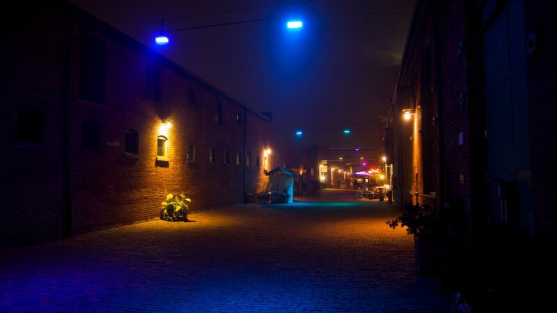Brick Alley at Night — Blue