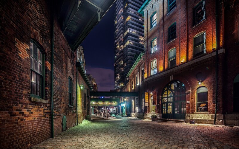 Brick Alley at Night — Red