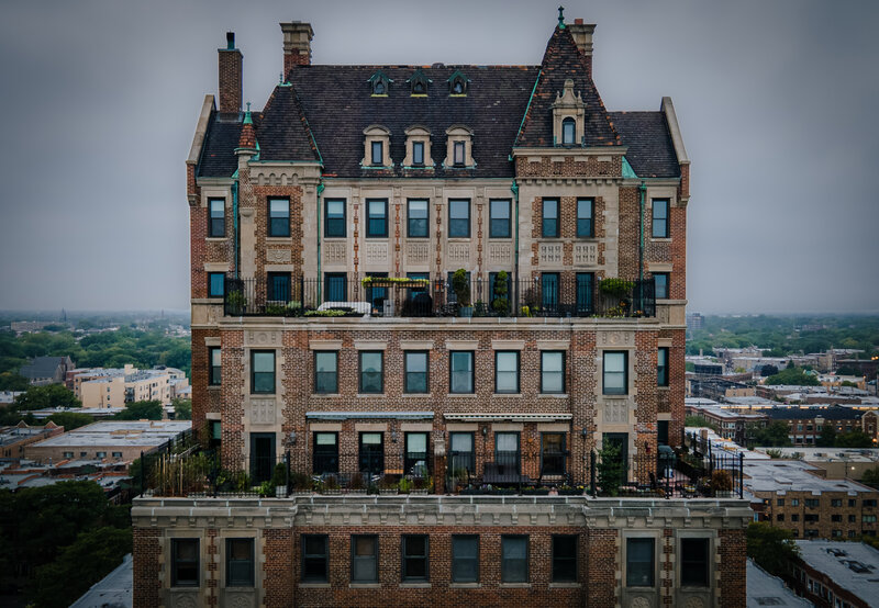 Brick Apartment Building — Gray