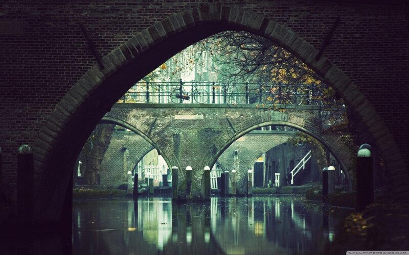 Brick Arch Bridge — Green, Serene, Autumn