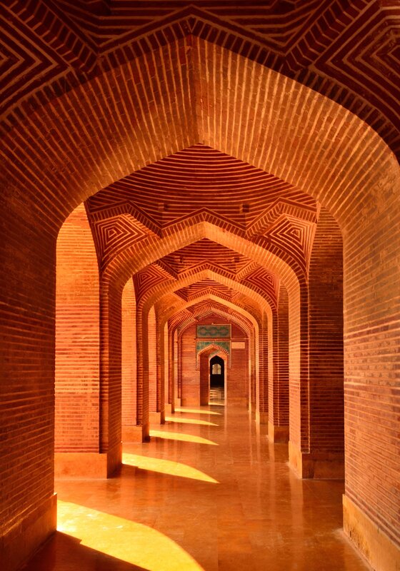 Brick Archway Corridor — Red