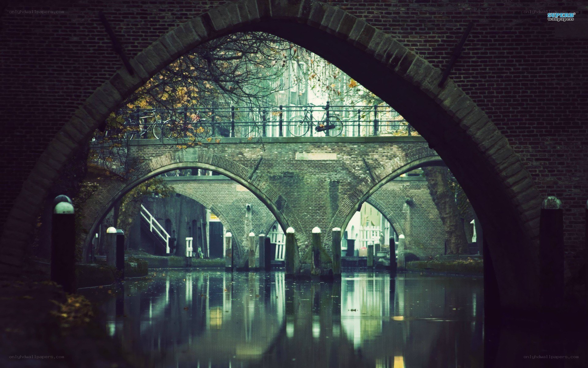 Brick bridge over canal