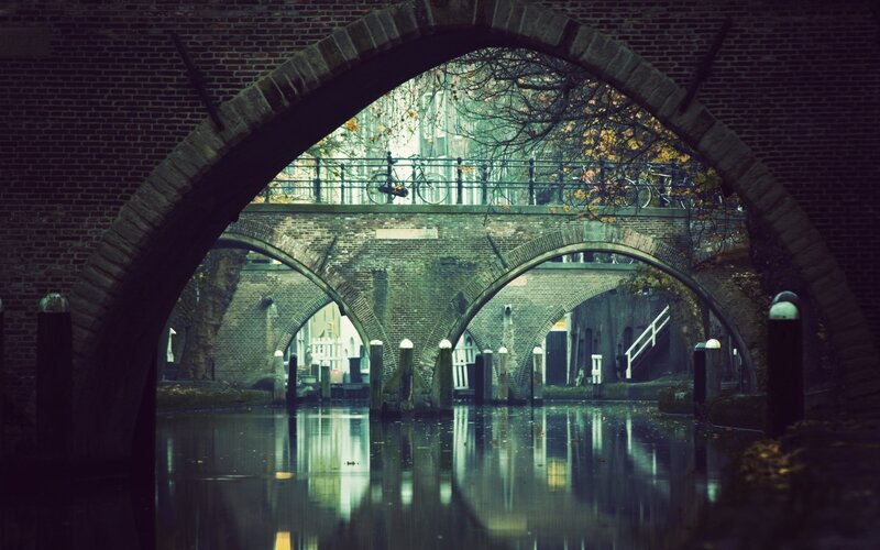 Brick Bridge over Canal — Green