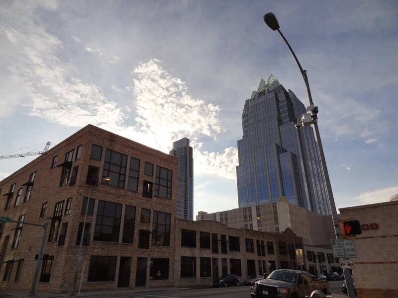 Brick Building and Skyscraper