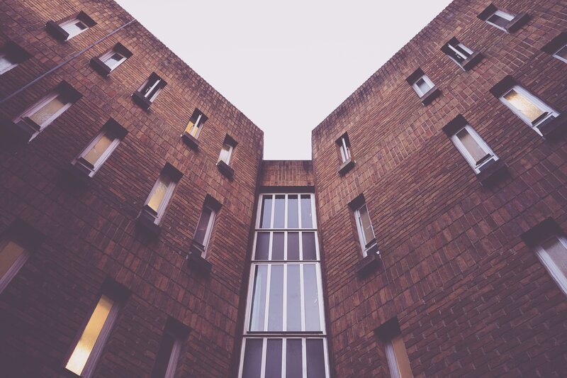Brick building courtyard view