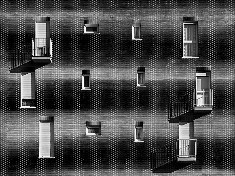 Brick Building Facade — Black, Neutral