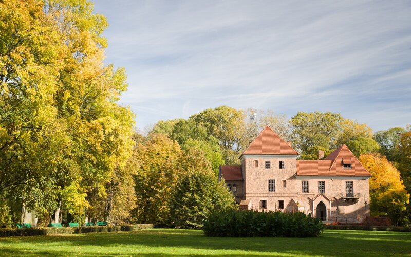 Brick Building in Park — Green