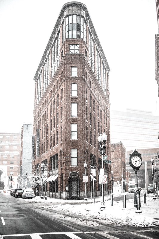 Brick Building in Snow — Black