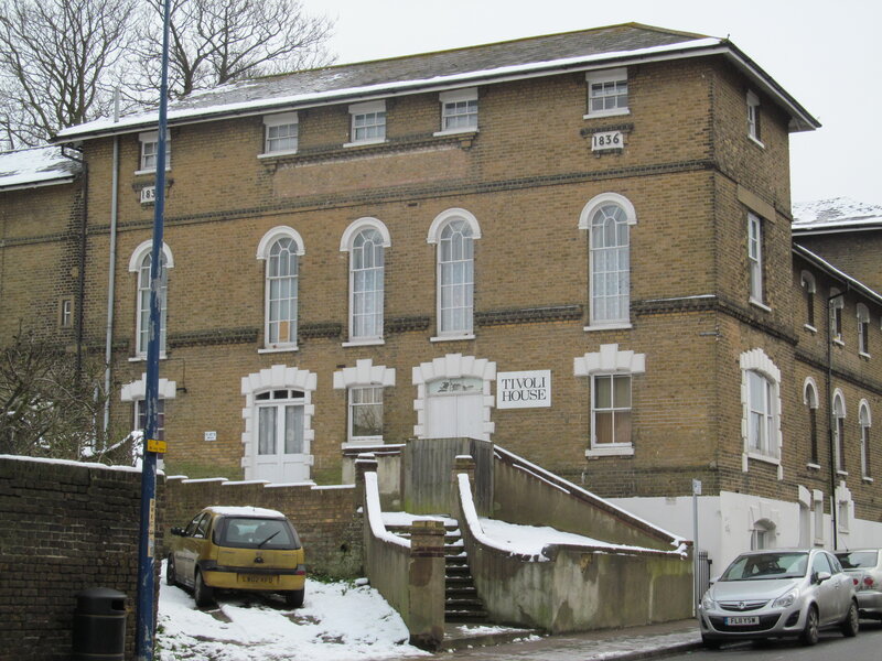 Brick Building in Snow — Brown