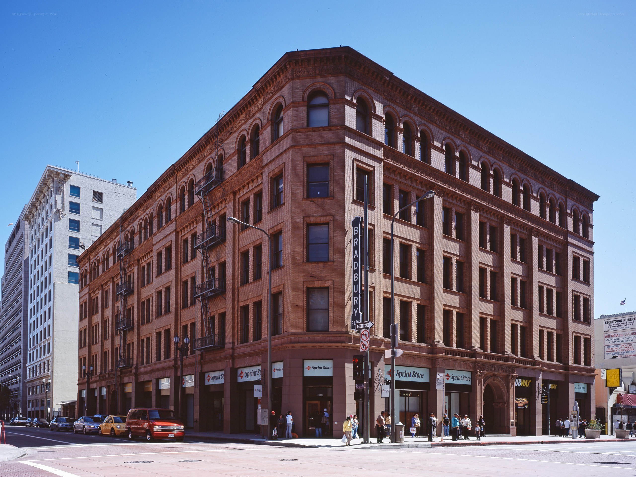 Brick building on a city street