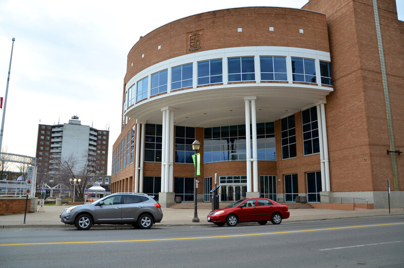 Brick Building with Cars