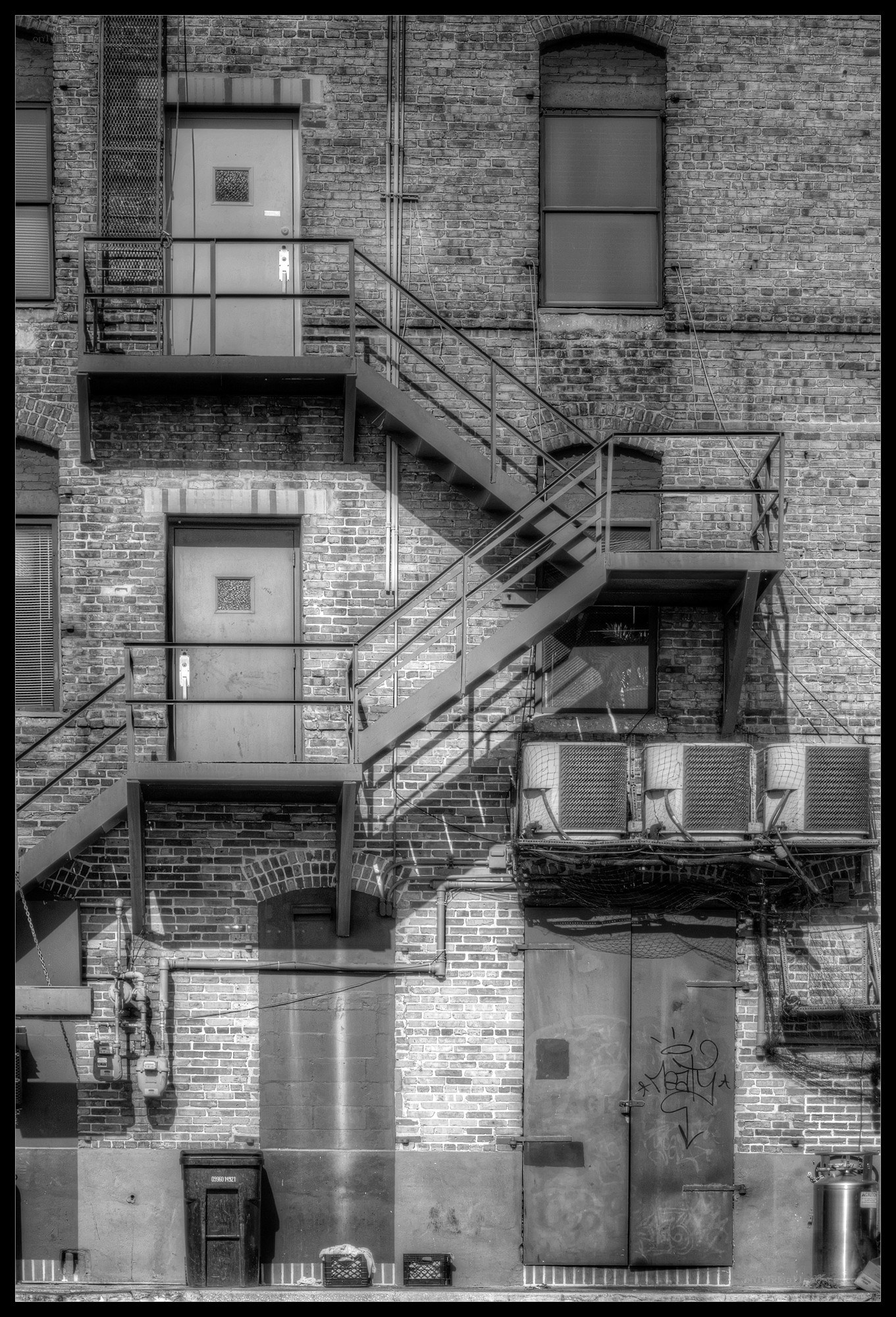 Brick building with fire escape