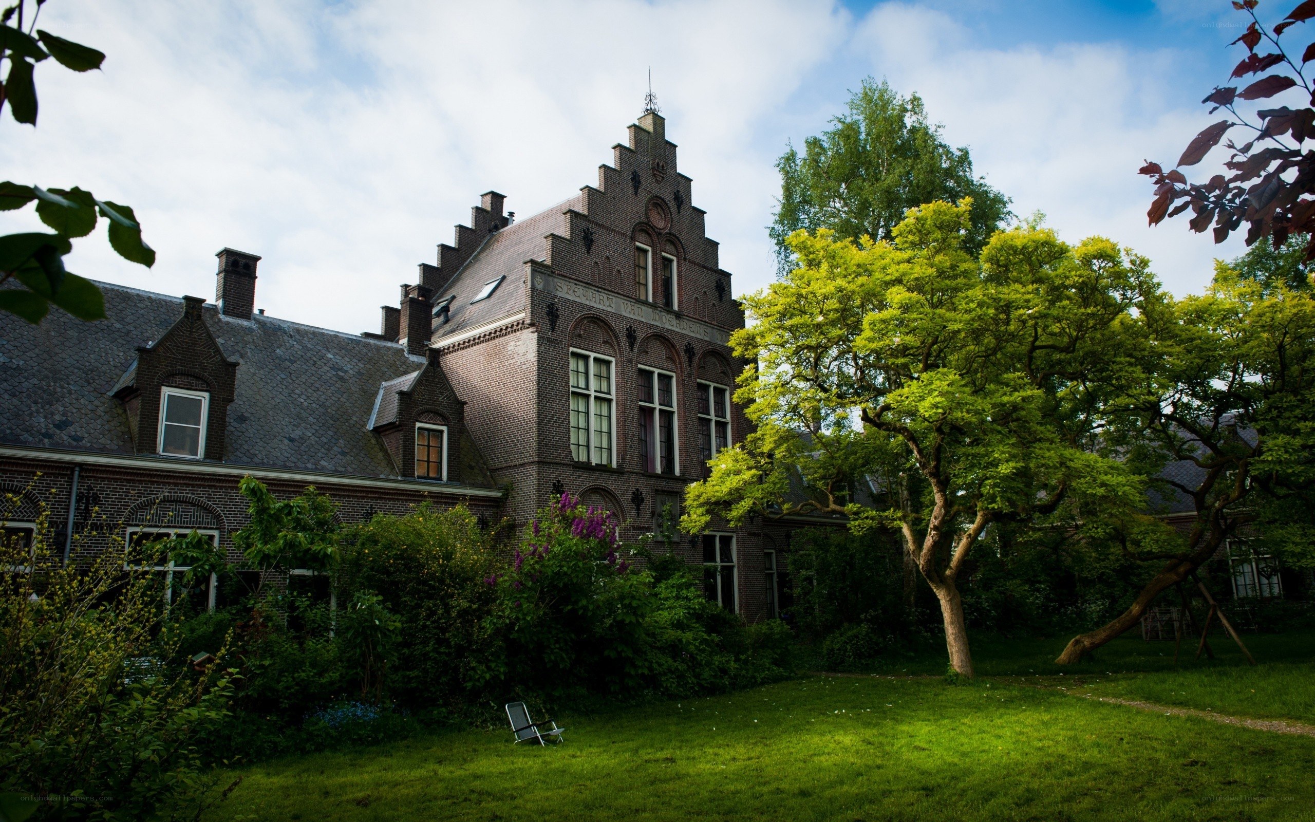 Brick building with garden
