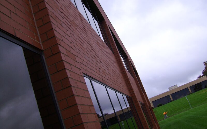 Brick building with glass windows