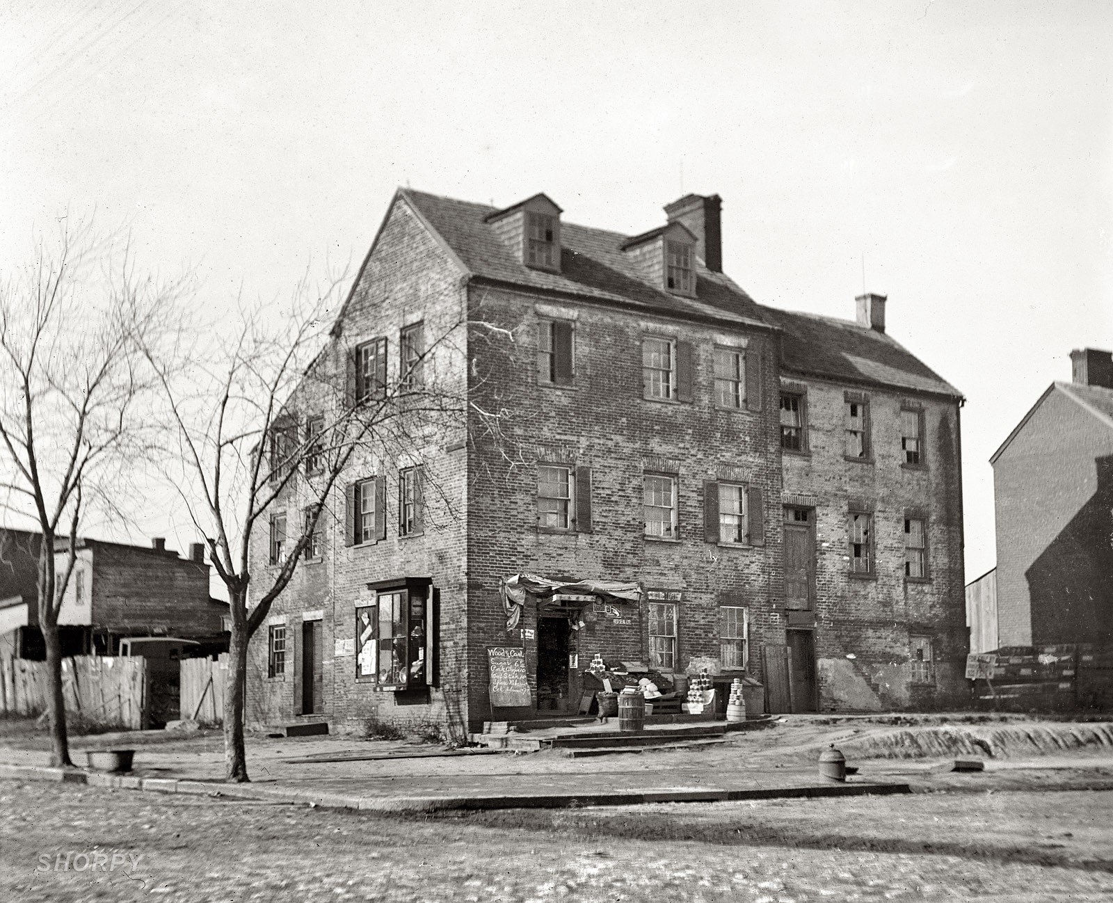 Brick building with storefront
