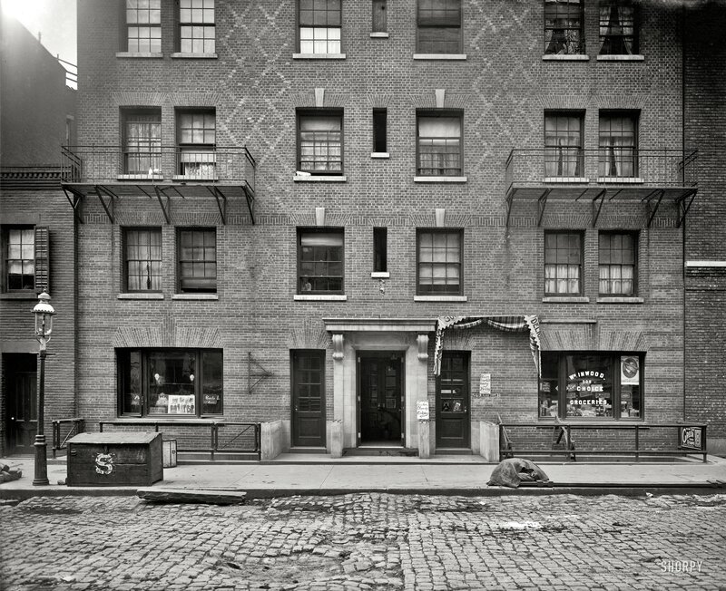 Brick Building with Storefronts — Black