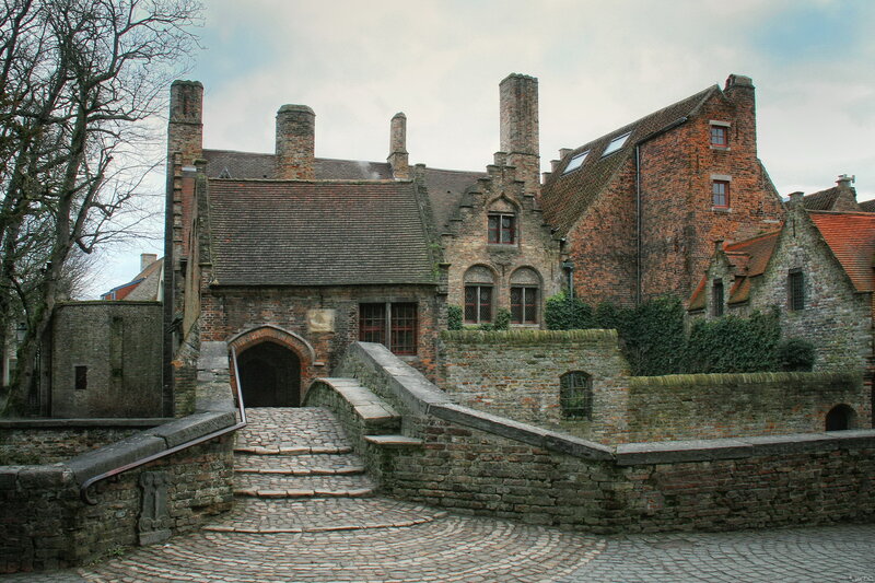 Brick Buildings and Stone Bridge