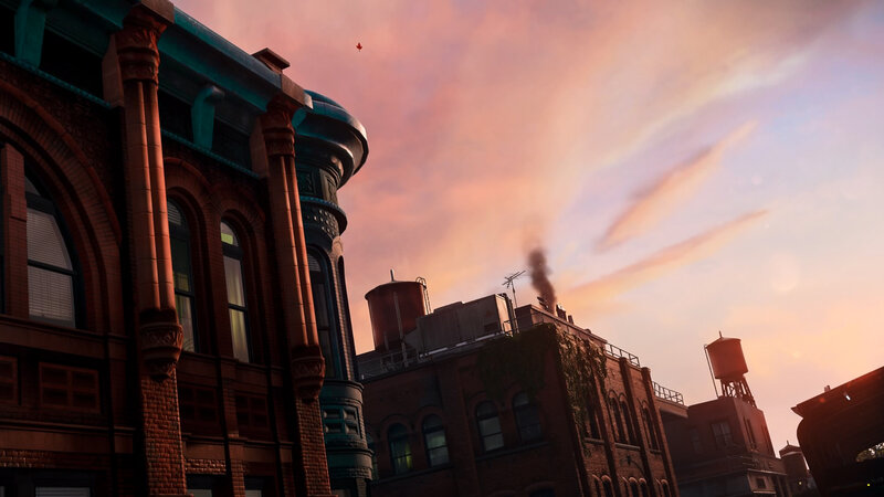 Brick Buildings at Sunset