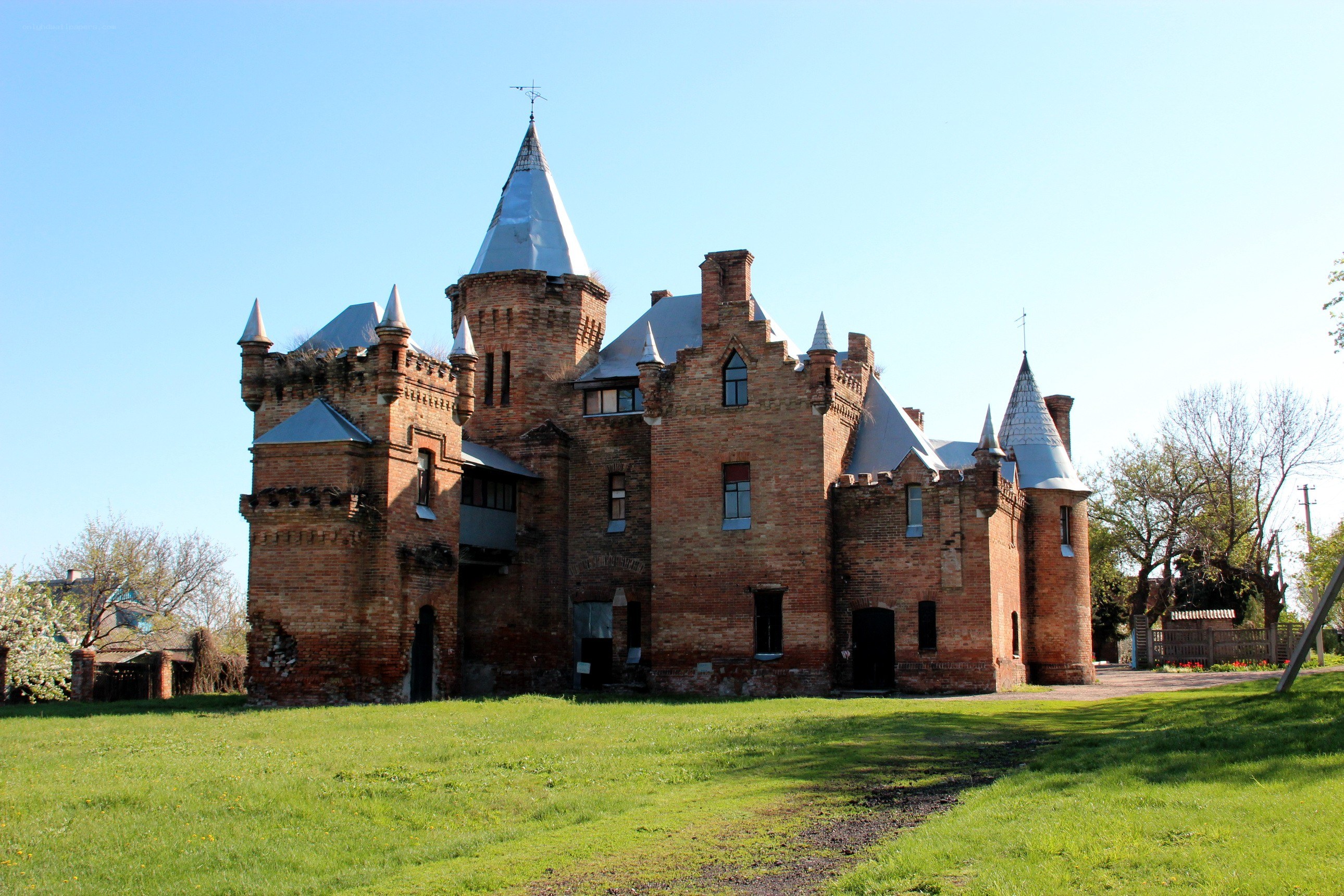 Brick castle with turrets