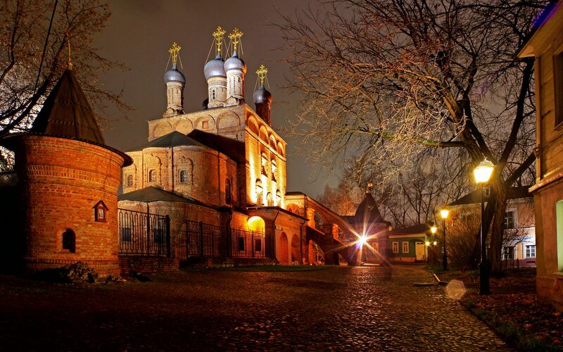 Brick Church at Night — Brown
