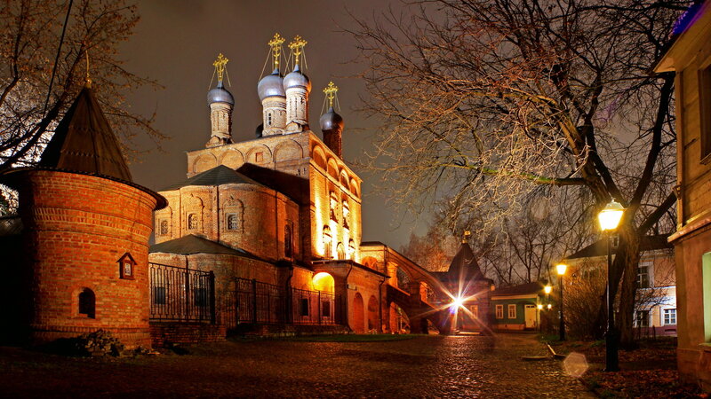 Brick Church at Night