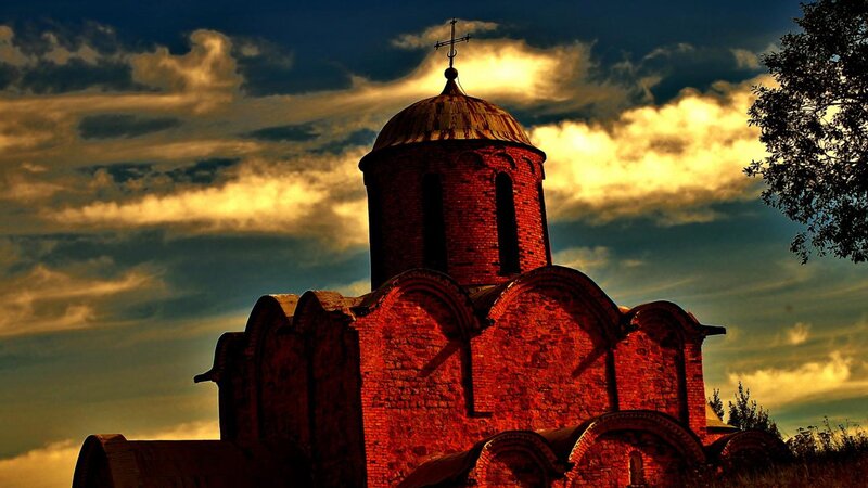 Brick Church at Sunset