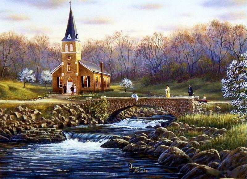Brick Church by River