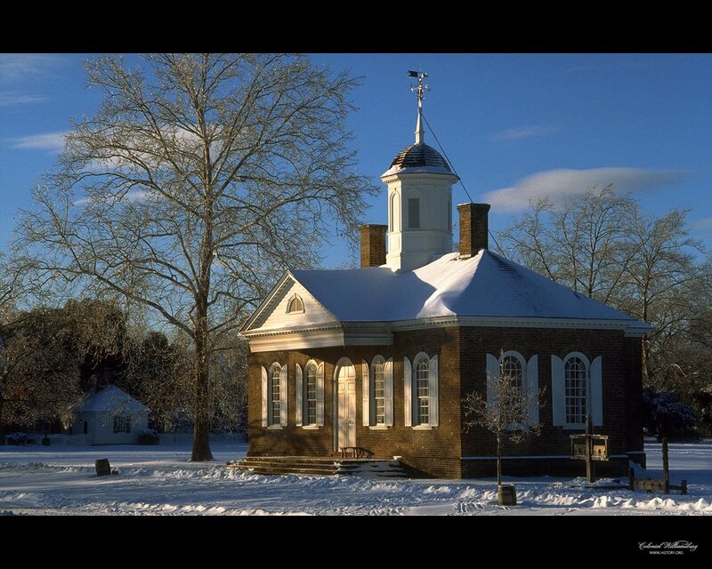 Brick Church in Snow