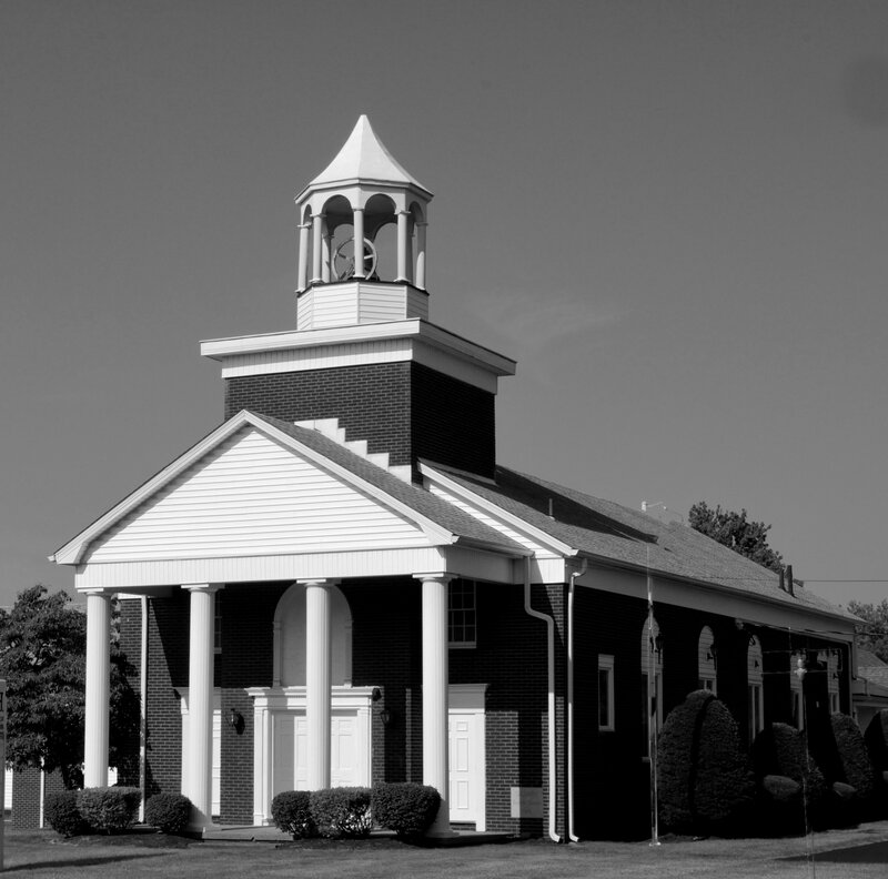 Brick Church with Bell Tower — Black