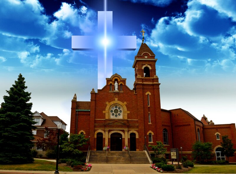 Brick Church with Cross