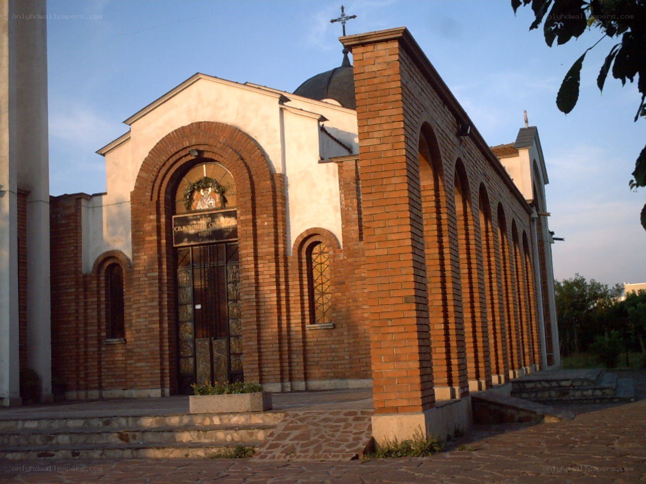 Brick church with dome