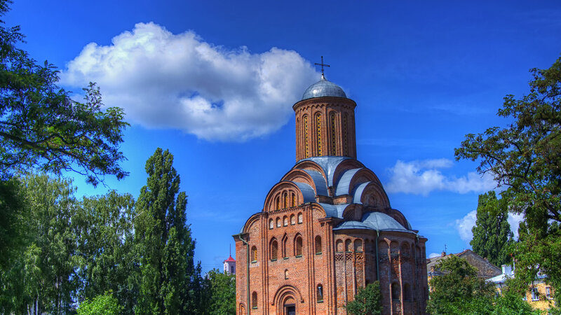 Brick Church with Domes