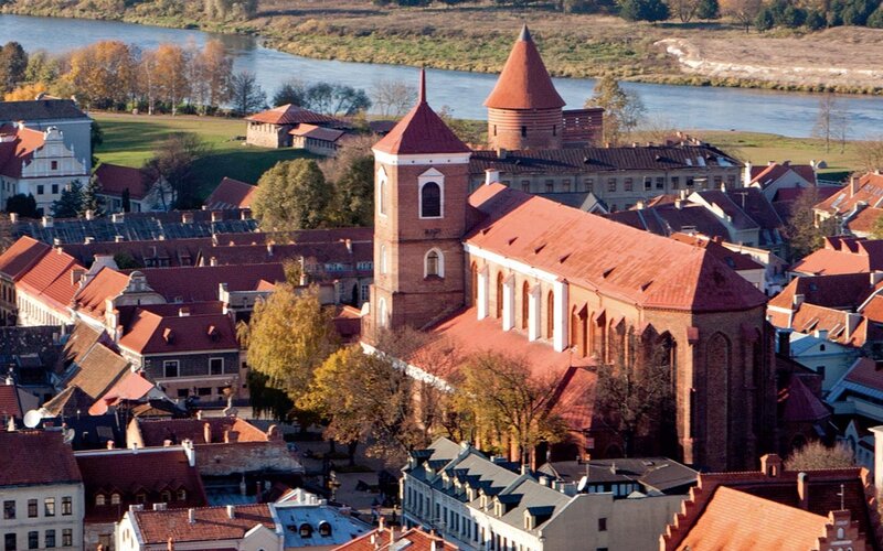 Brick Church with Red Roof