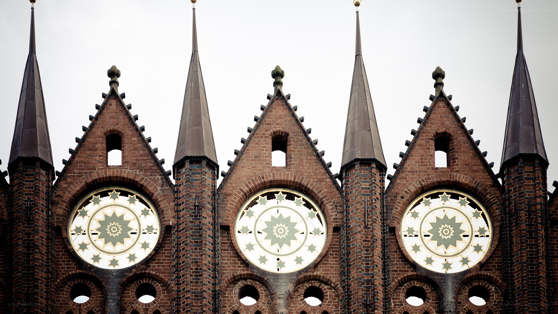 Brick church with spires
