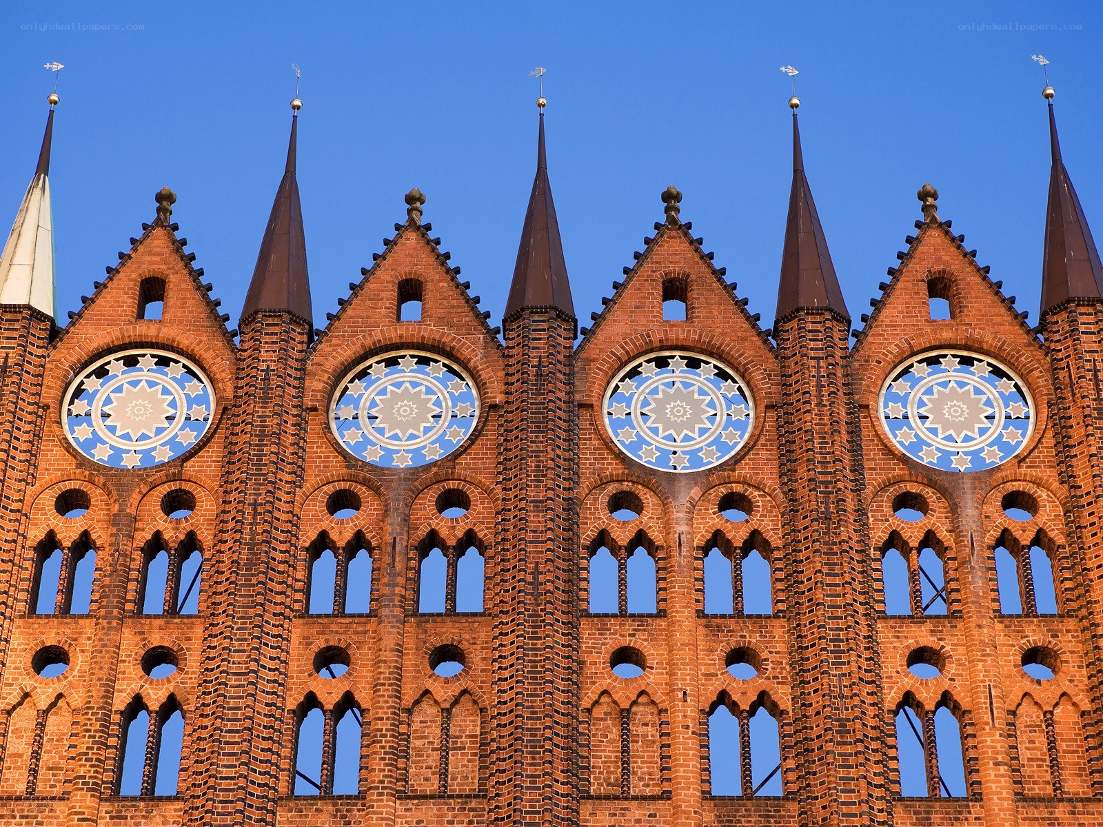 Brick church with star windows