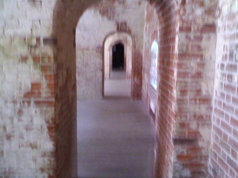 brick corridor with arches