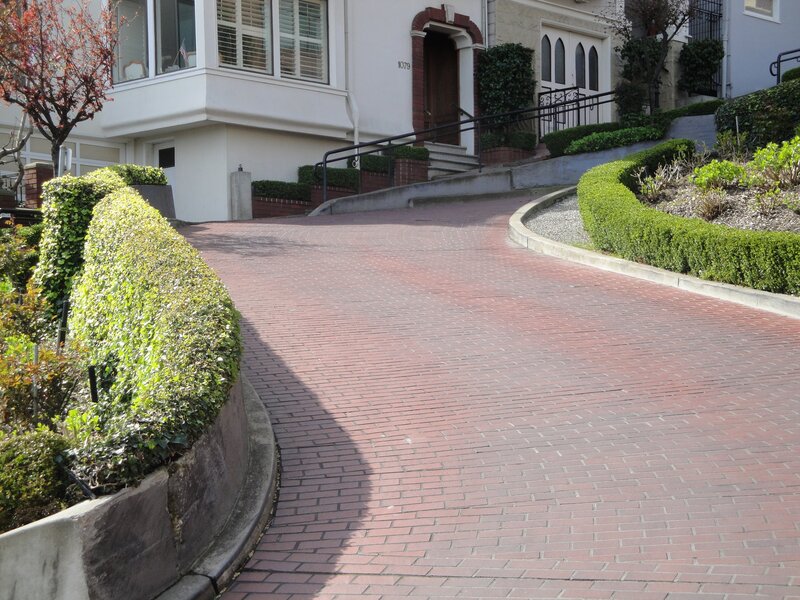 Brick driveway with house entrance