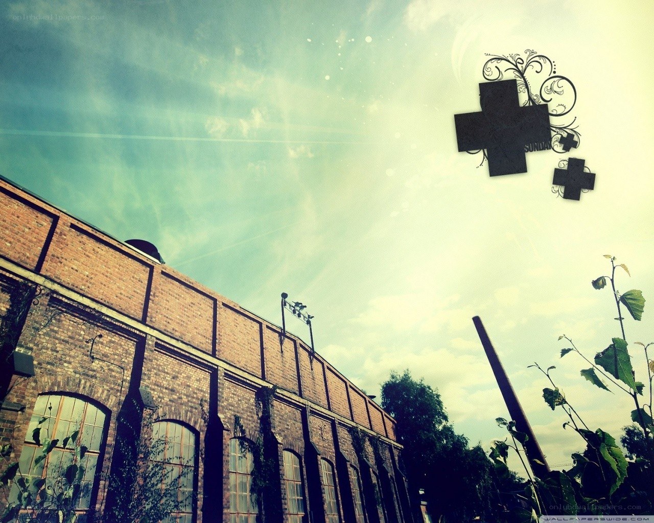 Brick factory with decorative crosses