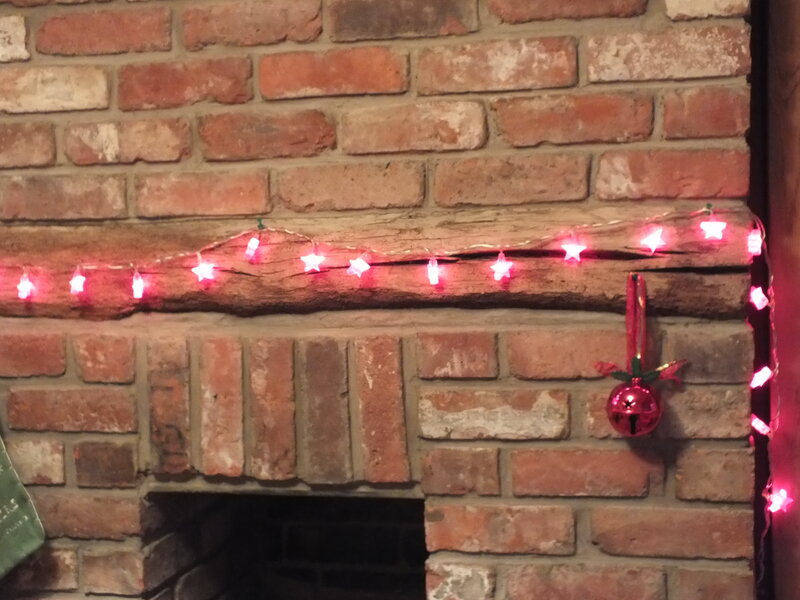 Brick Fireplace with Lights