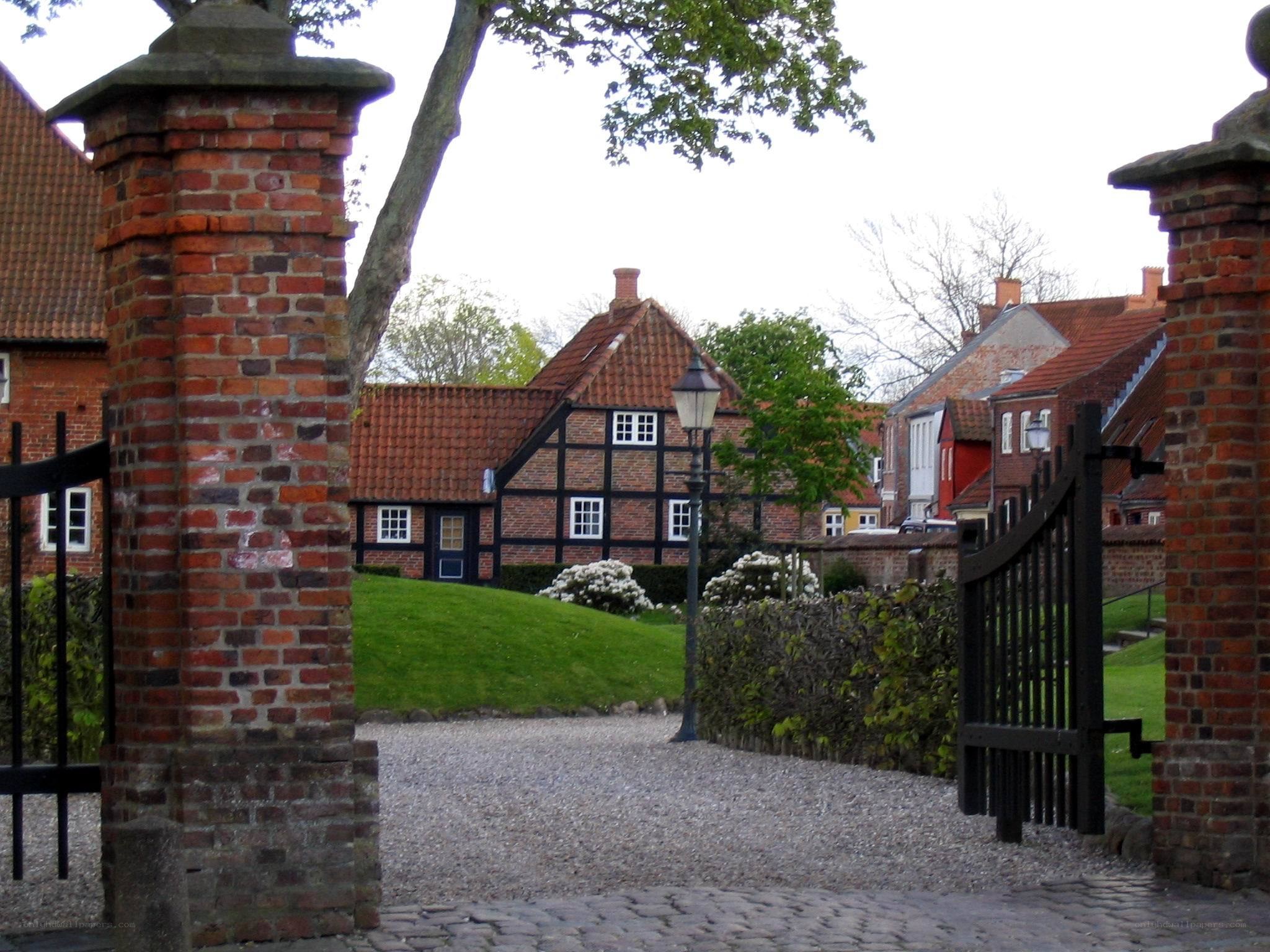 Brick gate to a historic village