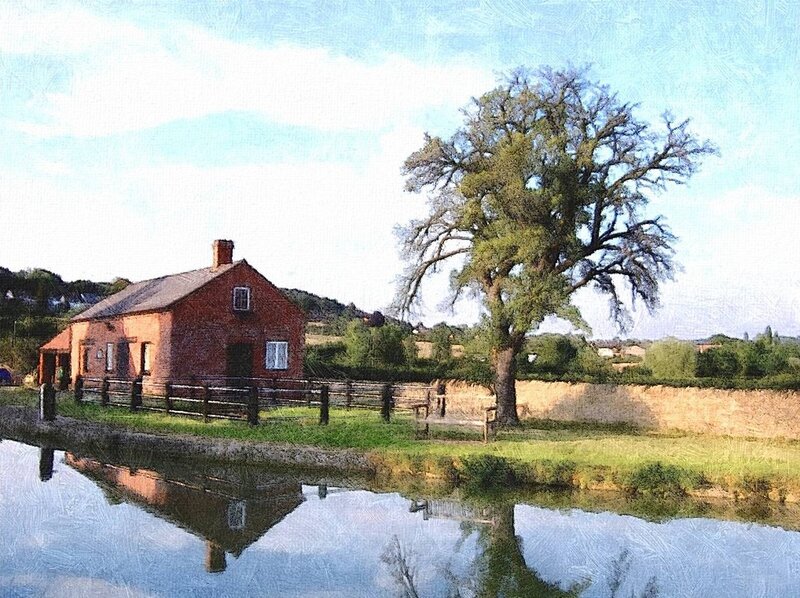 Brick House by Canal — Blue, Serene