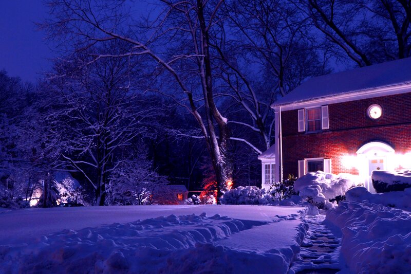 Brick House in Snow — Blue