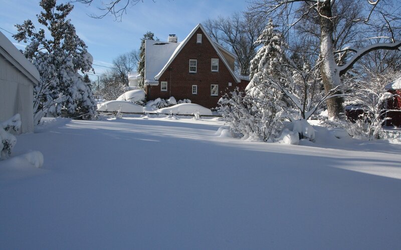 Brick House in Snow